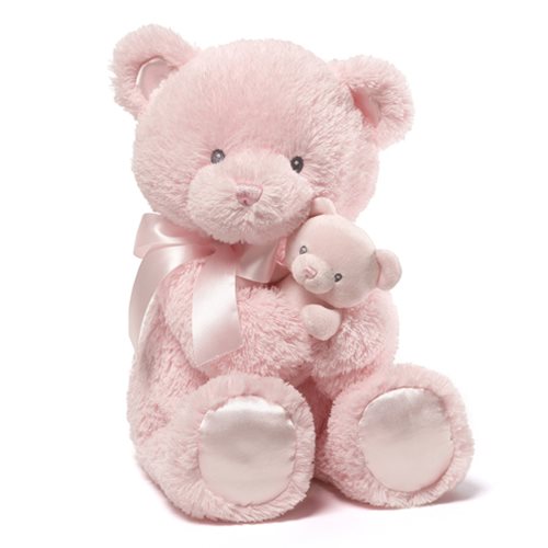 Momma and Baby Bear Rattle Pink Plush
